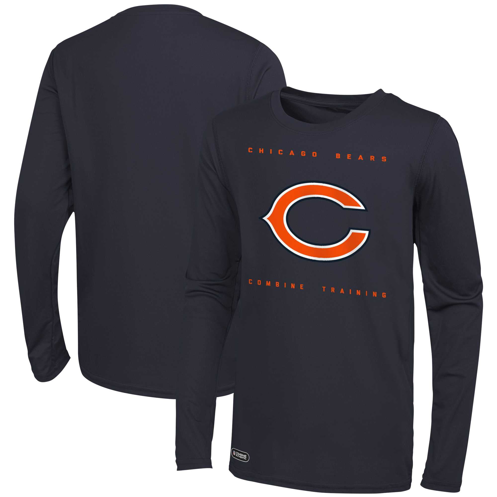 Men s Navy Chicago Bears Side Drill Long Sleeve T Shirt Walmart