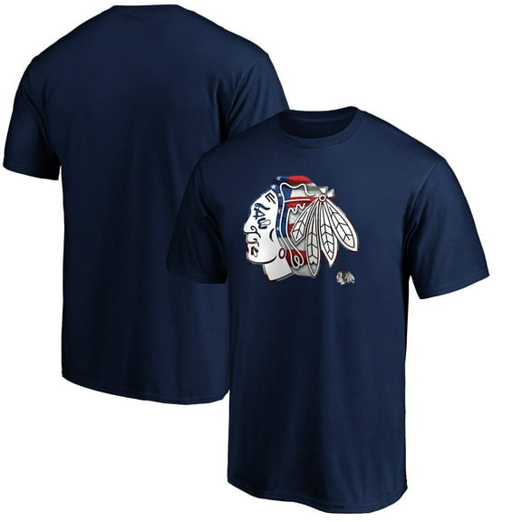 Men's Navy Chicago Blackhawks Banner Wave Logo T-Shirt