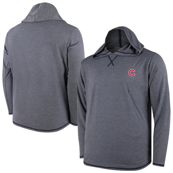 Men's Navy Chicago Cubs Butter Stripe Tri-Blend Long Sleeve Hoodie T-Shirt