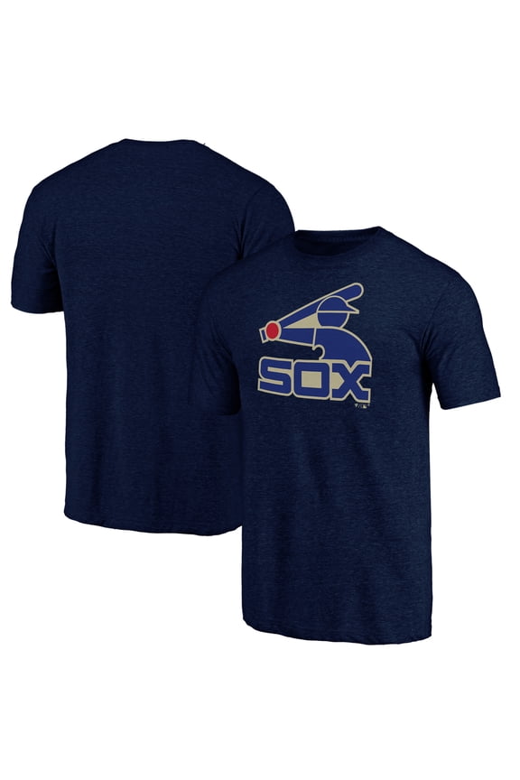 Men's Navy Chicago White Sox Cooperstown Official Logo Tri-Blend T-Shirt