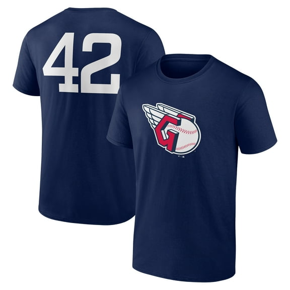 Men's Navy Cleveland Guardians Jackie Robinson Day Name & Number T-Shirt
