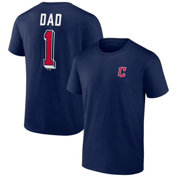 Men's Navy Cleveland Guardians Number One Dad Team Logo T-Shirt