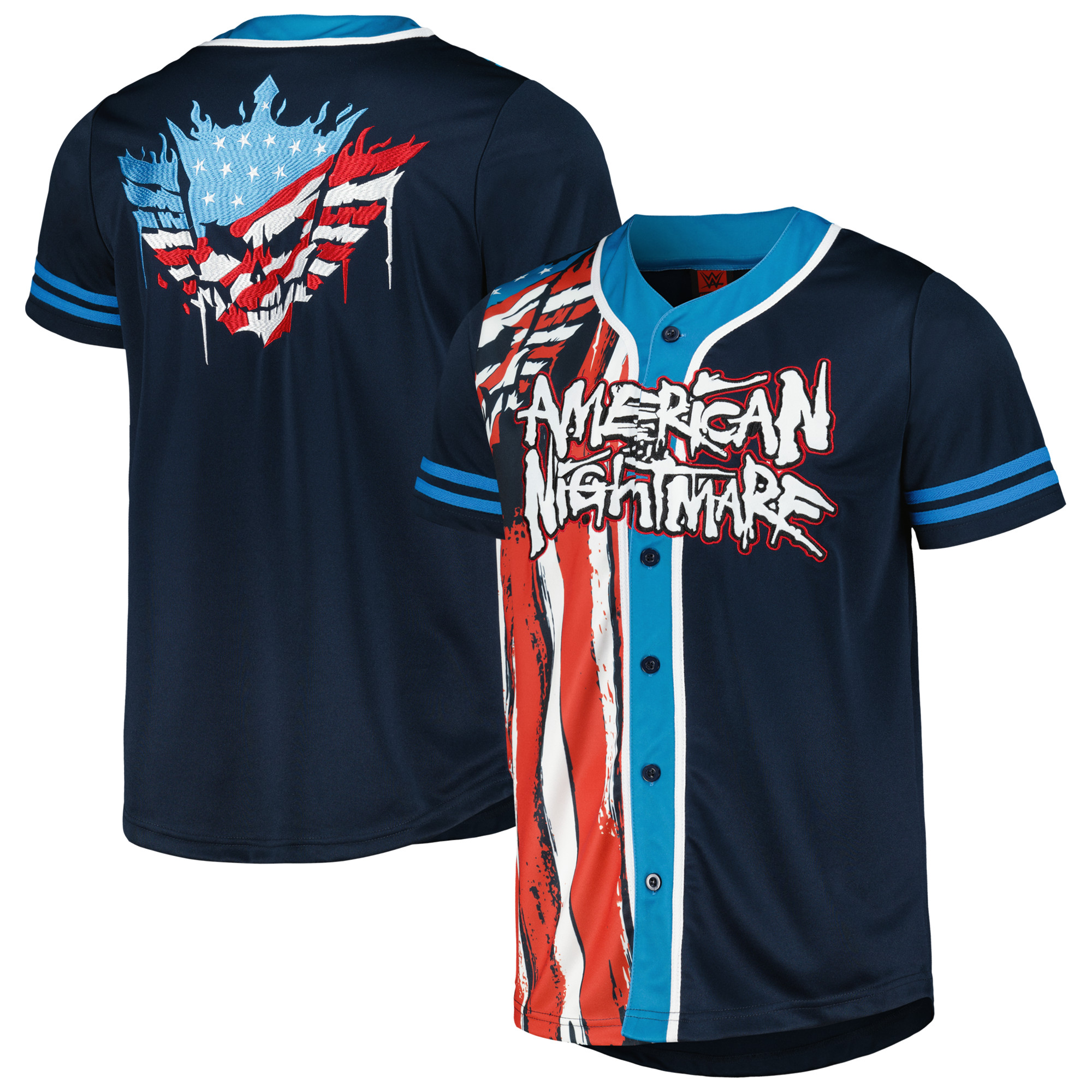 Men's Navy Cody Rhodes American Nightmare Flag Baseball Jersey