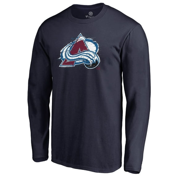 Men's Navy Colorado Avalanche Splatter Logo Long Sleeve T-Shirt