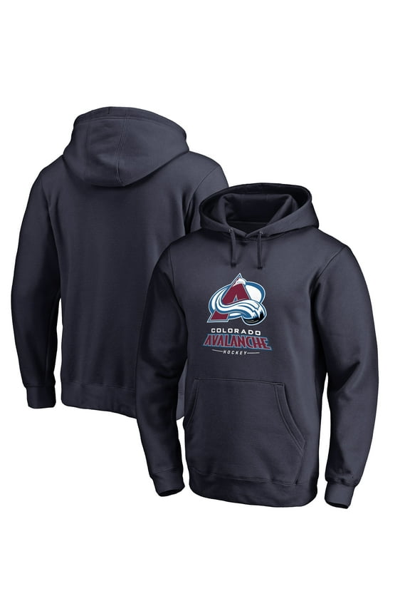 Men's Navy Colorado Avalanche Team Lockup Fitted Pullover Hoodie