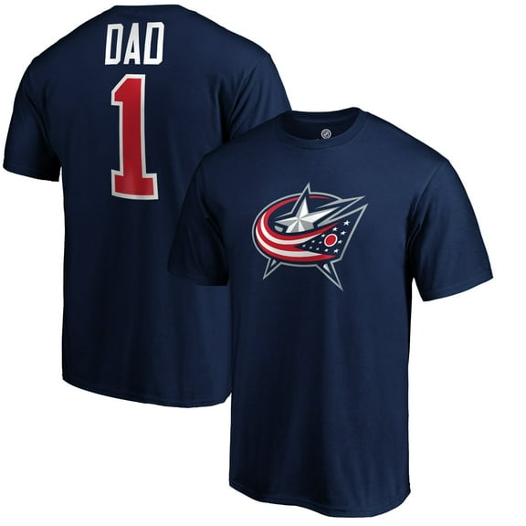 Men's Navy Columbus Blue Jackets #1 Dad T-Shirt