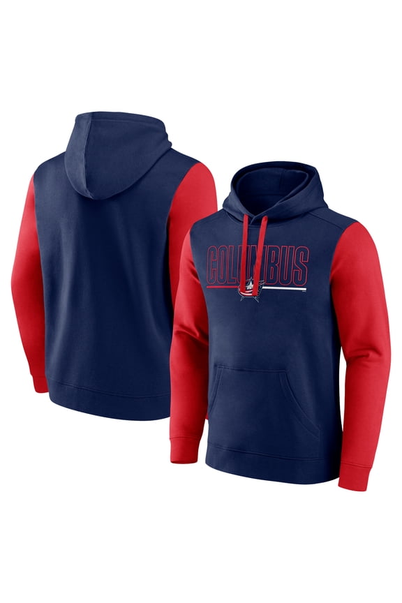 Men's Logo Athletic Navy Columbus Blue Jackets Deliver Fleece Pullover Hoodie