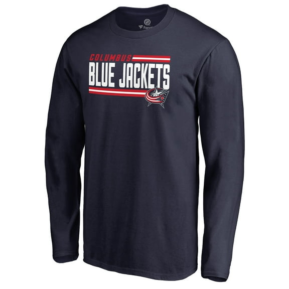 Men's Navy Columbus Blue Jackets Iconic Collection On Side Stripe Long Sleeve T-Shirt