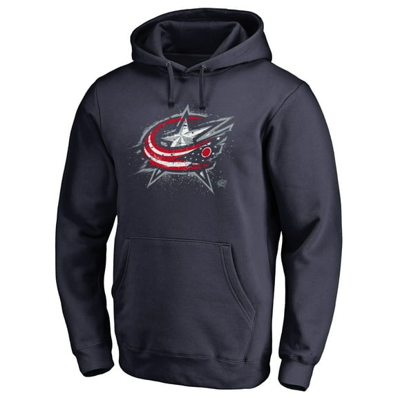 Men's Navy Columbus Blue Jackets Splatter Logo Pullover Hoodie