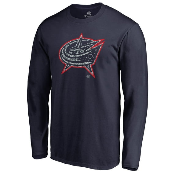 Men's Navy Columbus Blue Jackets Static Logo Long Sleeve T-Shirt