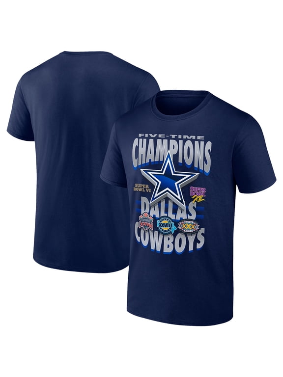 Men's Navy Dallas Cowboys Five-Time Super Bowl Champions T-Shirt