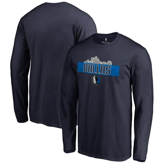 Men's Navy Dallas Mavericks Hometown Collection Skyline Long Sleeve T-Shirt
