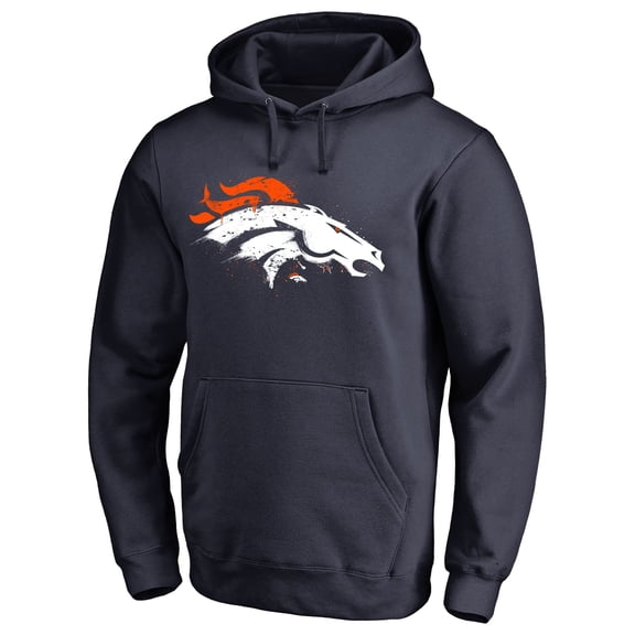 Men's Navy Denver Broncos Splatter Logo Pullover Hoodie