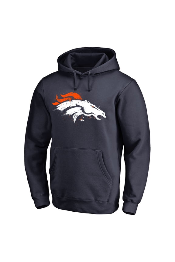 Men's Navy Denver Broncos Splatter Logo Pullover Hoodie