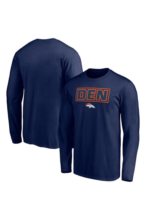 Men's Navy Denver Broncos Squad Throwbacks Long Sleeve T-Shirt