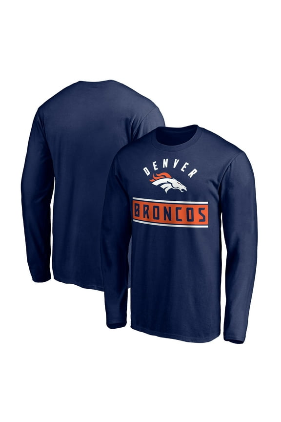 Men's Navy Denver Broncos Team Arch Knockout Long Sleeve T-Shirt