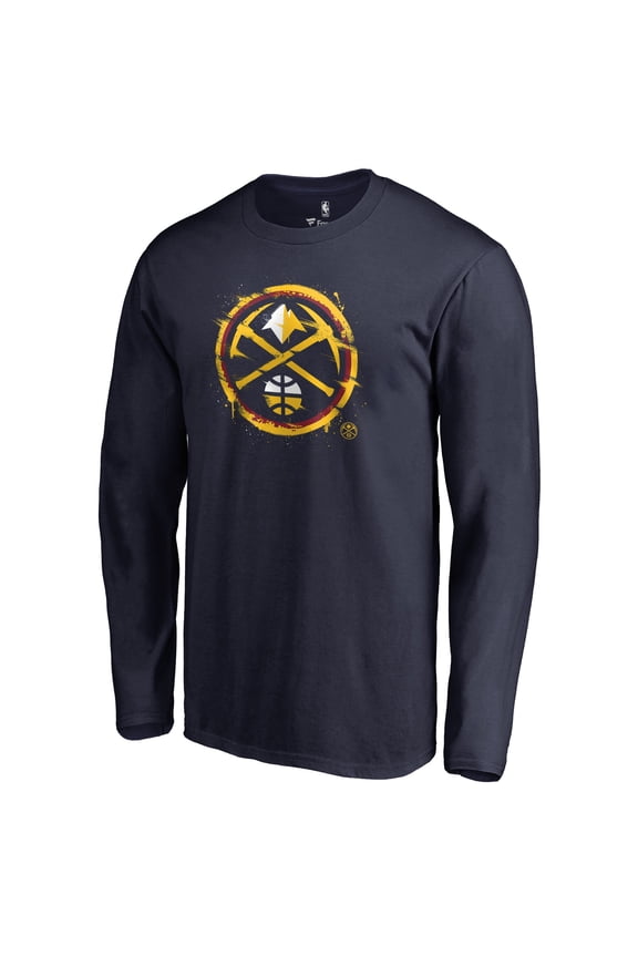 Men's Navy Denver Nuggets Splatter Logo Long Sleeve T-Shirt