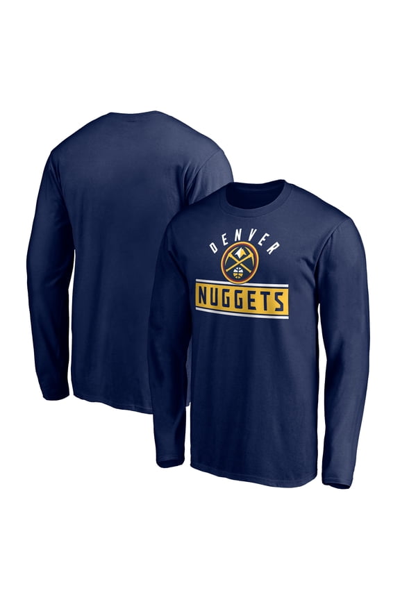 Men's Navy Denver Nuggets Team Arch Knockout Long Sleeve T-Shirt