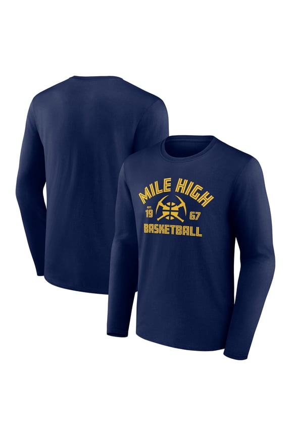 Men's Navy Denver Nuggets Tip-Off Long Sleeve T-Shirt