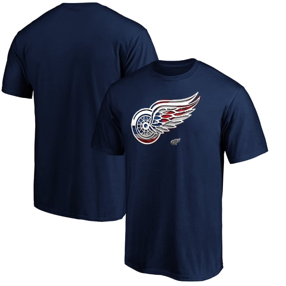 Men's Navy Detroit Red Wings Banner Wave Logo T-Shirt