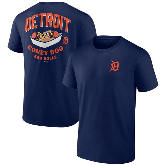 Men's Navy Detroit Tigers Coney Dog Egg Rolls T-Shirt
