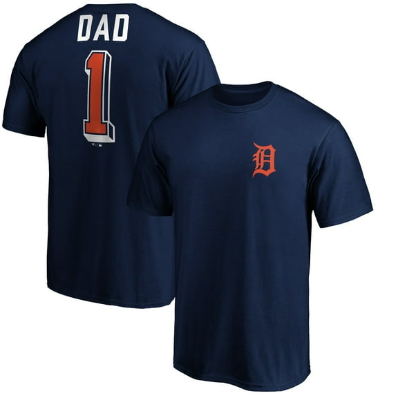Men's Navy Detroit Tigers Number One Dad T-Shirt