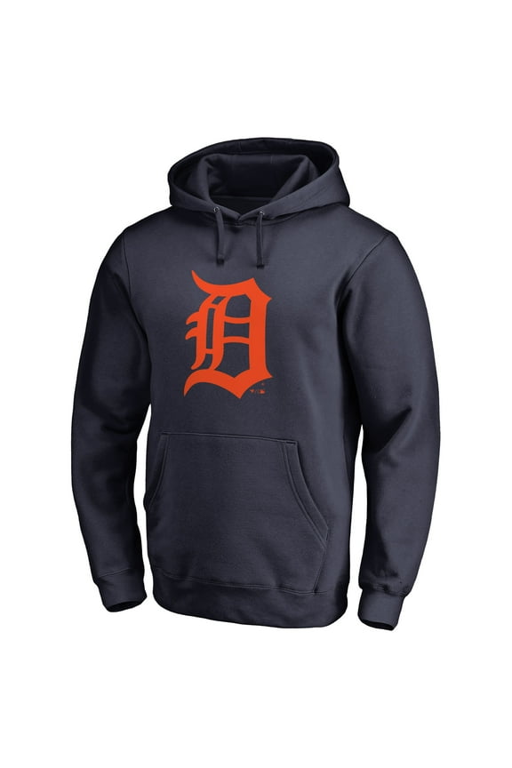 Men's Navy Detroit Tigers Official Logo Fitted Pullover Hoodie