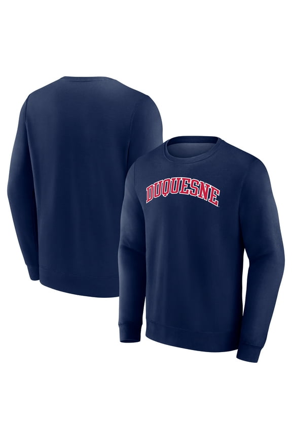 Men's Navy Duquesne Dukes Short Name Fleece Pullover Sweatshirt