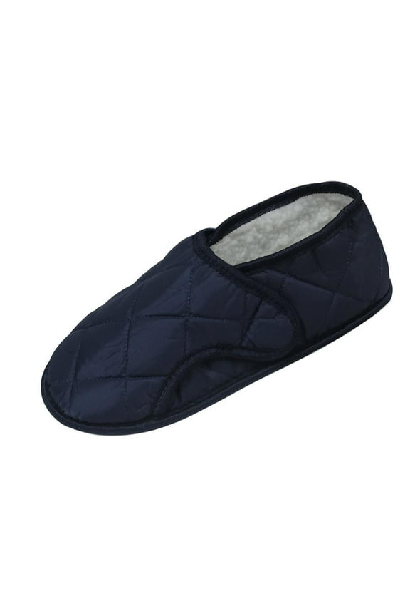 Men's Navy Edema Slipper for Swollen Feet-Opens Fully