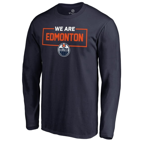 Men's Navy Edmonton Oilers Iconic Collection We Are Long Sleeve T-Shirt