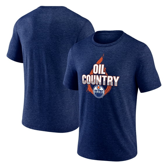 Men's  Navy Edmonton Oilers Represent Tri-Blend T-Shirt