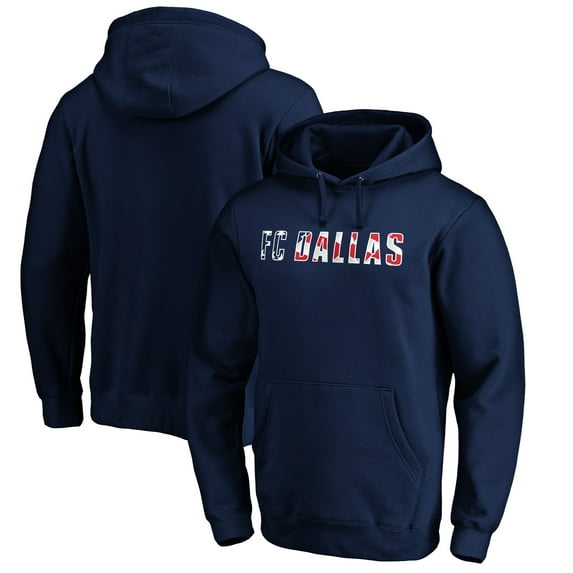 Men's Navy FC Dallas Banner Wave Pullover Hoodie