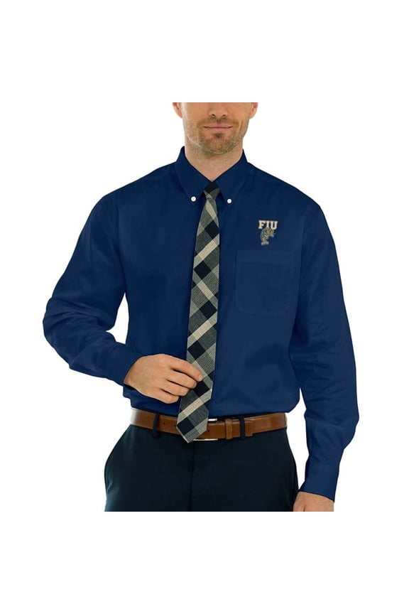 Men's Navy FIU Panthers Wicked Woven Long Sleeve Button-Down Shirt
