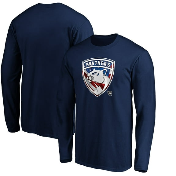 Men's Navy Florida Panthers Banner Wave Logo Long Sleeve T-Shirt