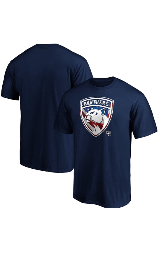 Men's Navy Florida Panthers Banner Wave Logo T-Shirt