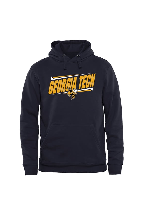 Men's Navy Georgia Tech Yellow Jackets Double Bar Pullover Hoodie