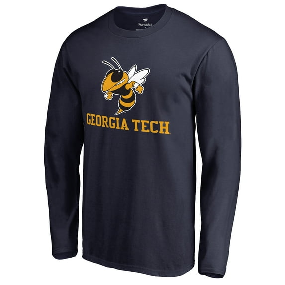 Men's Navy Georgia Tech Yellow Jackets Team Lockup Long Sleeve T-Shirt