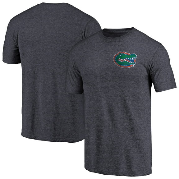 Men's Navy Heather Florida Gators Left Chest Distressed Logo Tri-Blend T-Shirt