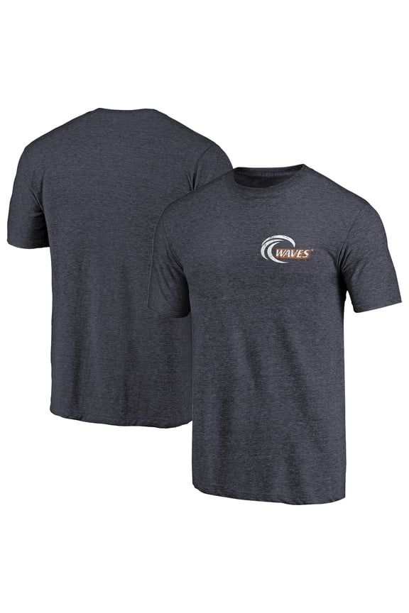 Men's Navy Heather Pepperdine University Waves Left Chest Distressed Logo Tri-Blend T-Shirt