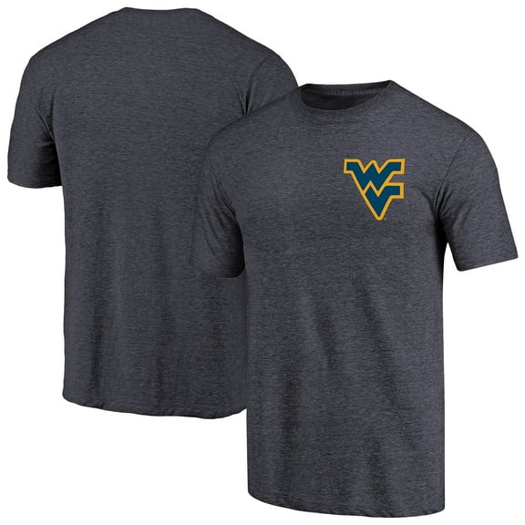 Men's Navy Heather West Virginia Mountaineers Left Chest Distressed Logo Tri-Blend T-Shirt