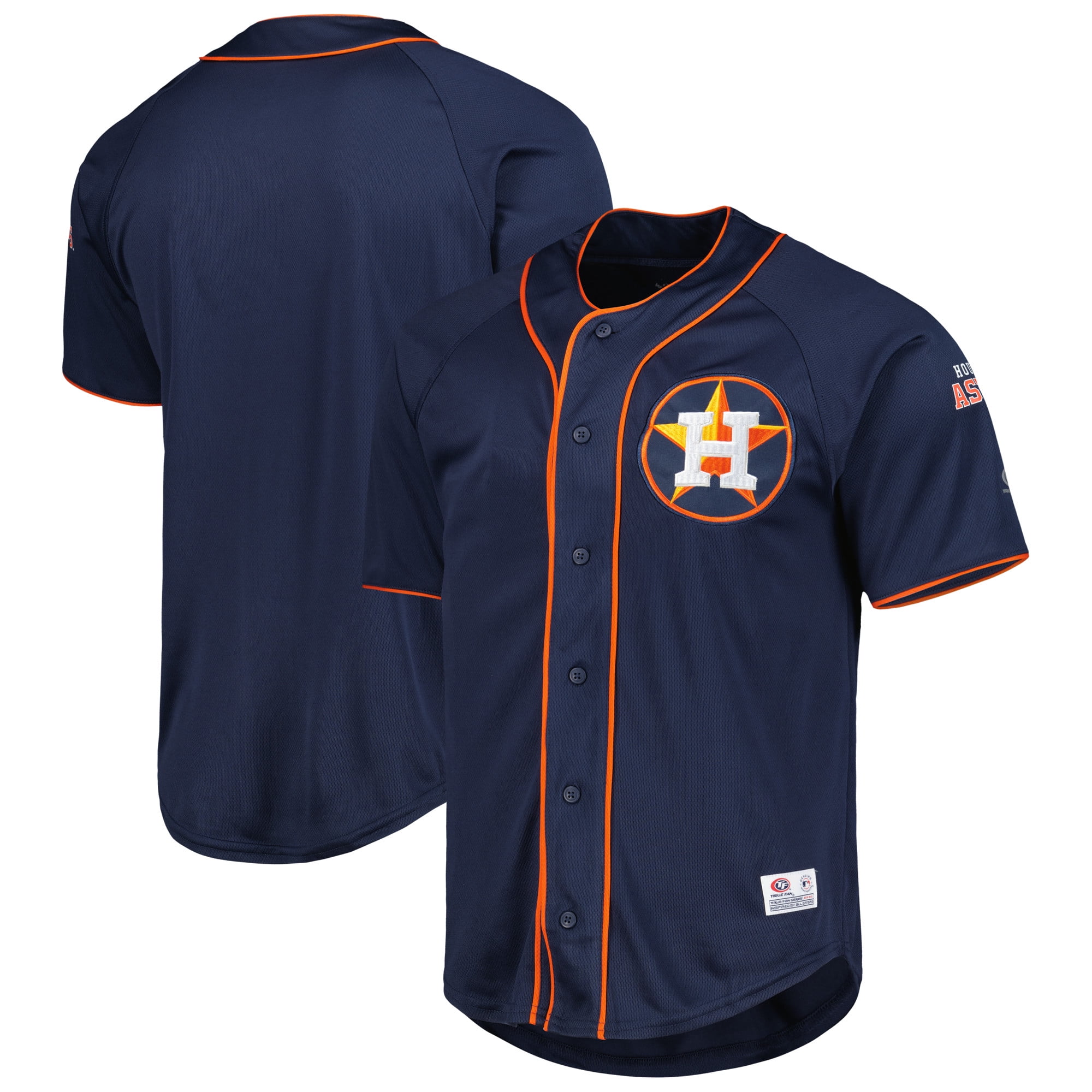Men's Navy Houston Astros Button-Up Baseball Jersey 