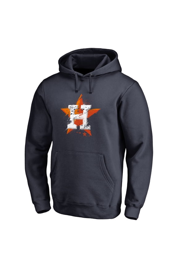 Men's Navy Houston Astros Splatter Logo Pullover Hoodie