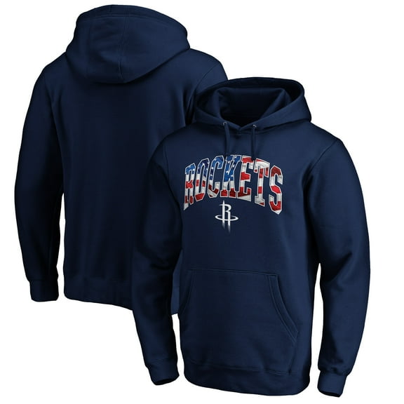 Men's Navy Houston Rockets Banner Wave Pullover Hoodie