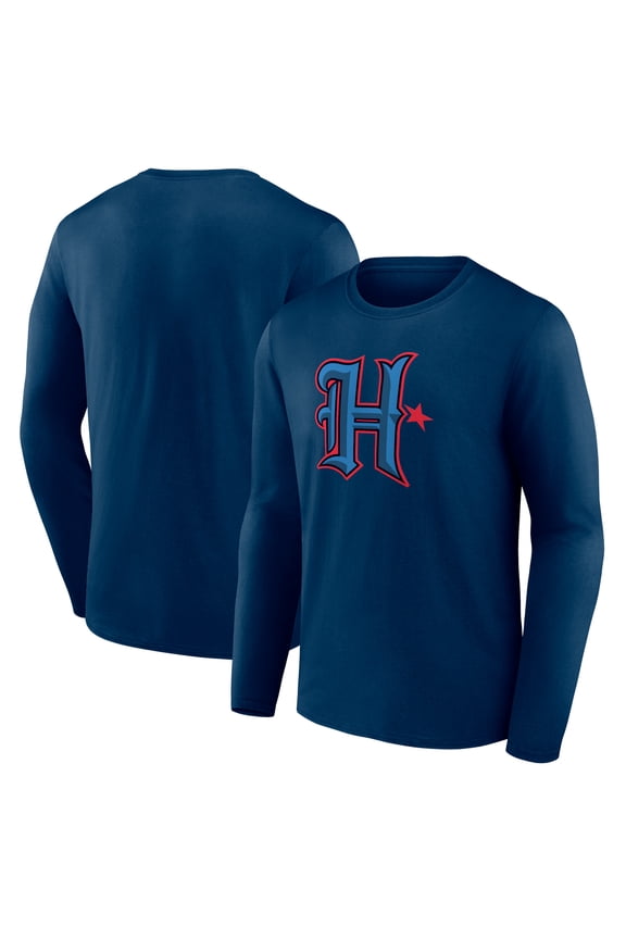 Men's  Navy Houston Texans Secondary Logo Long Sleeve T-Shirt