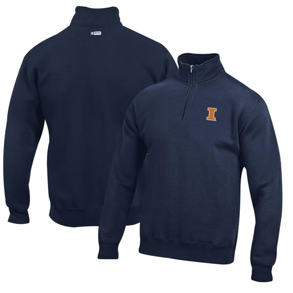 Men's Navy Illinois Fighting Illini Big Cotton Quarter-Zip Pullover Sweatshirt
