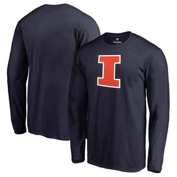 Men's Navy Illinois Fighting Illini Primary Team Logo Long Sleeve T-Shirt