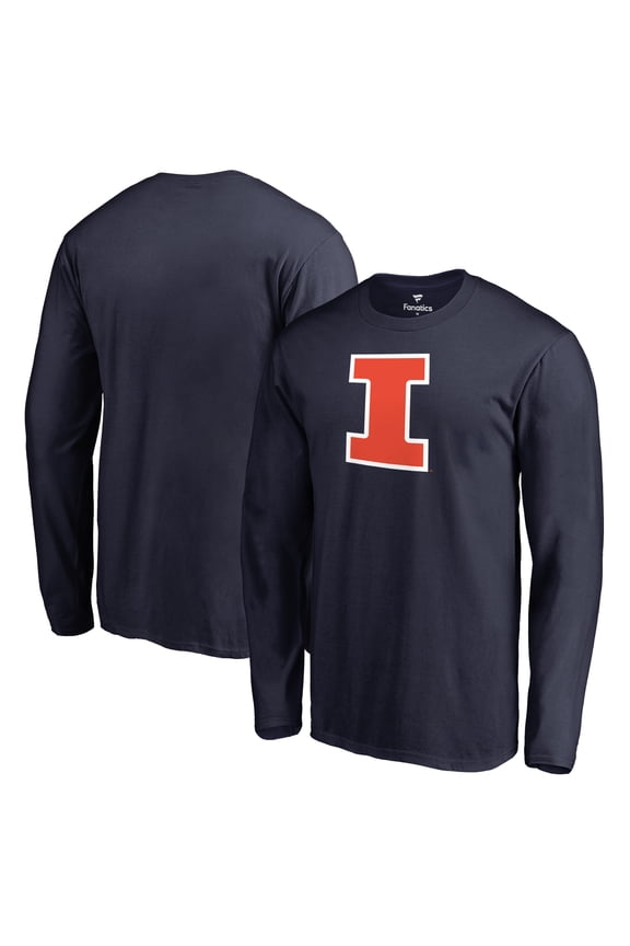 Men's Navy Illinois Fighting Illini Primary Team Logo Long Sleeve T-Shirt