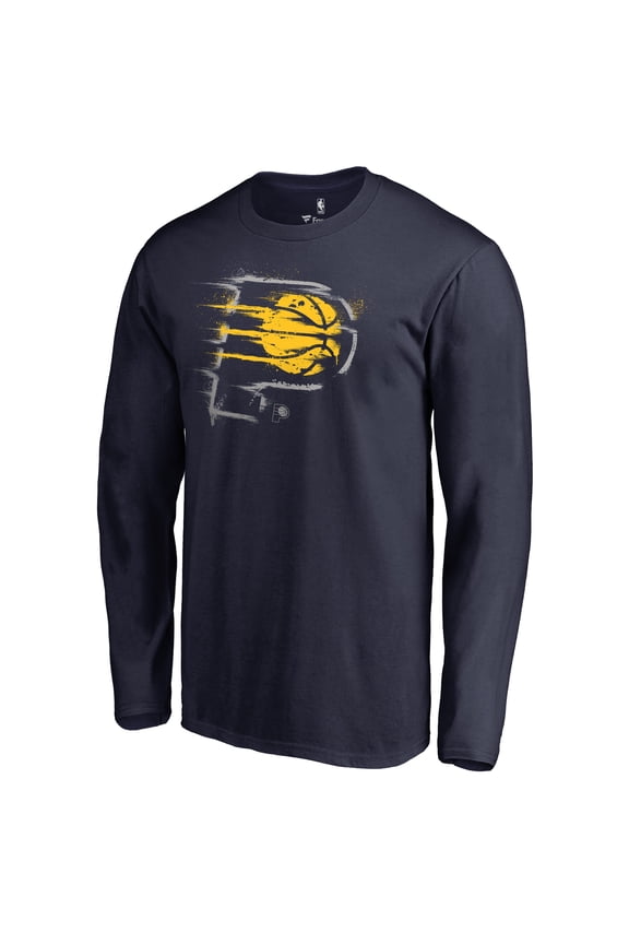 Men's Navy Indiana Pacers Splatter Logo Long Sleeve T-Shirt