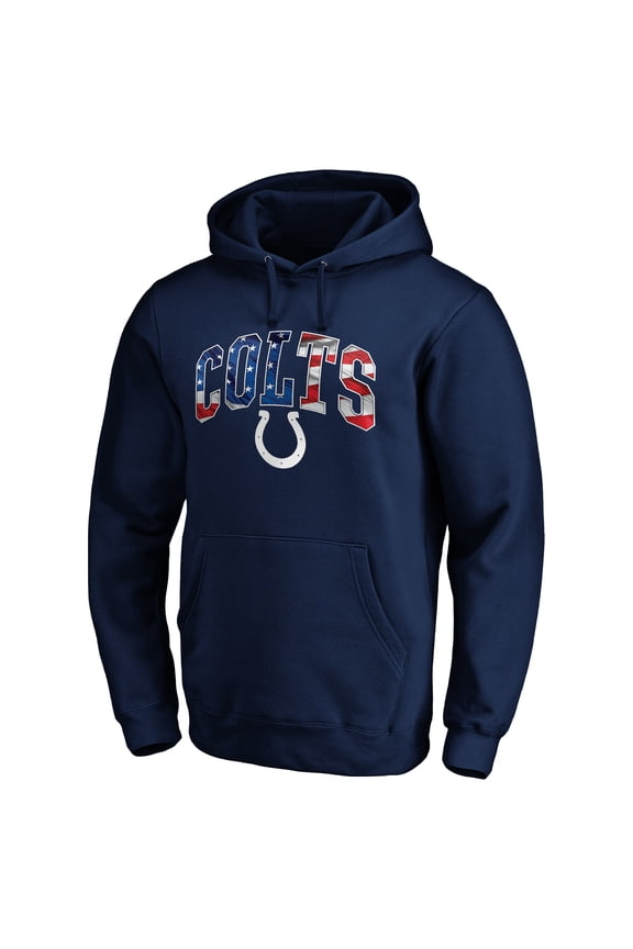 Men's Navy Indianapolis Colts Banner Wave Fitted Pullover Hoodie