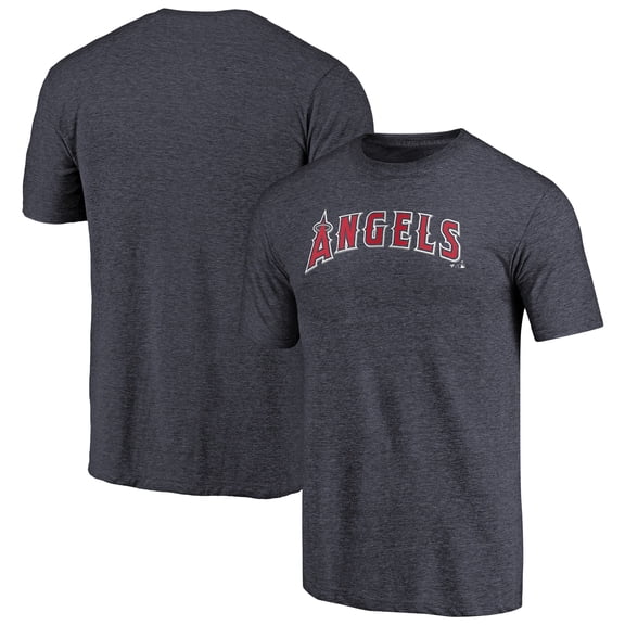 Men's Navy Los Angeles Angels Team Wordmark Tri-Blend T-Shirt